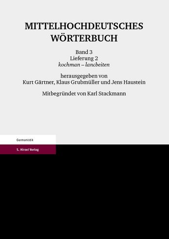 Buchcover des Mittelhochdeutschen Wörterbuchs, Band 3, Lieferung 2 "kochman - lancbeiten"