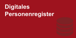 Symbol der Personendatenbank mit der Aufschrift „Digitales Personenregister“. Gleichzeitig ein Link, um die Personendatenbank zu öffnen.